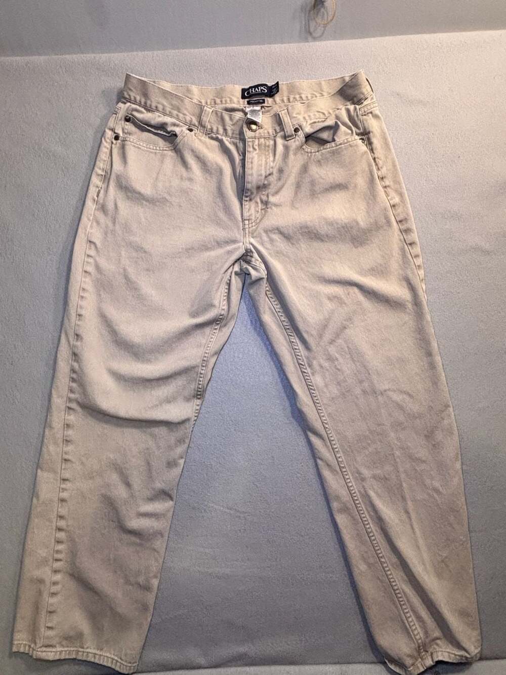 Chaps 5-Pocket Twill Pants Size 34x30 Beige Cotton